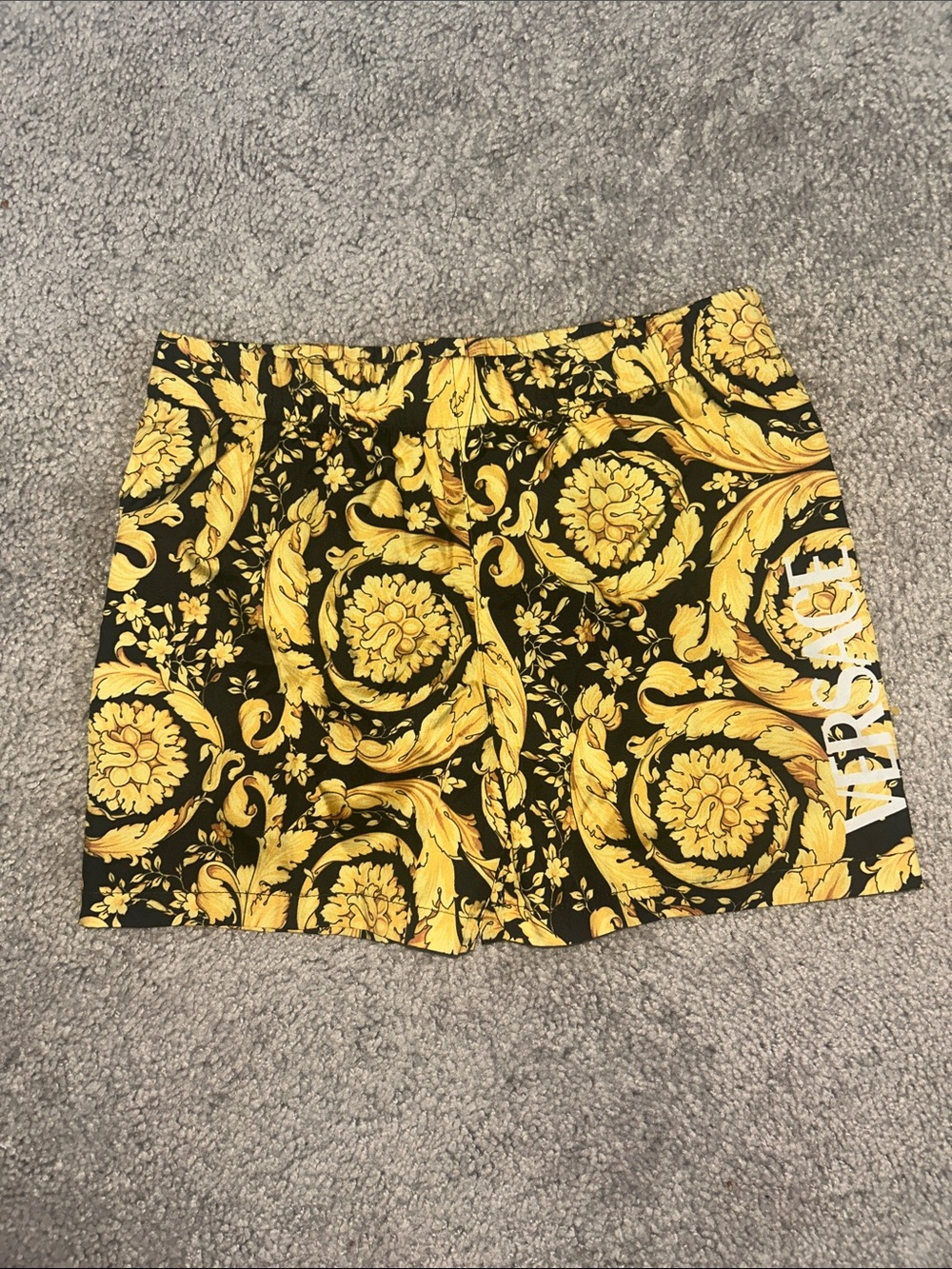 Versace Black and Yellow Baroque Mini Skirt